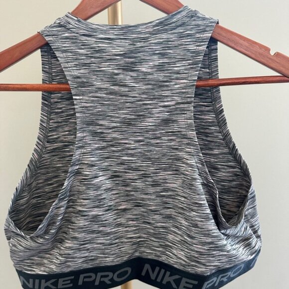 Nike Pro High Neck Crop Sports Bra – Heather Grey – Size L - Picture 5 of 5